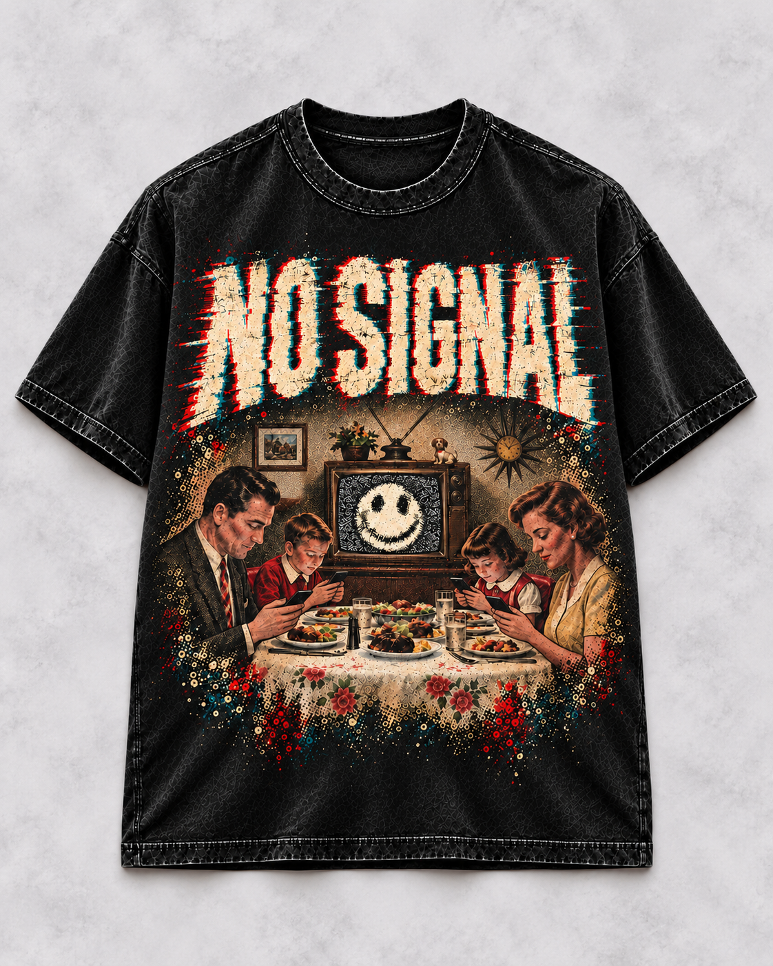 Playera "No Signal" // Washed Black