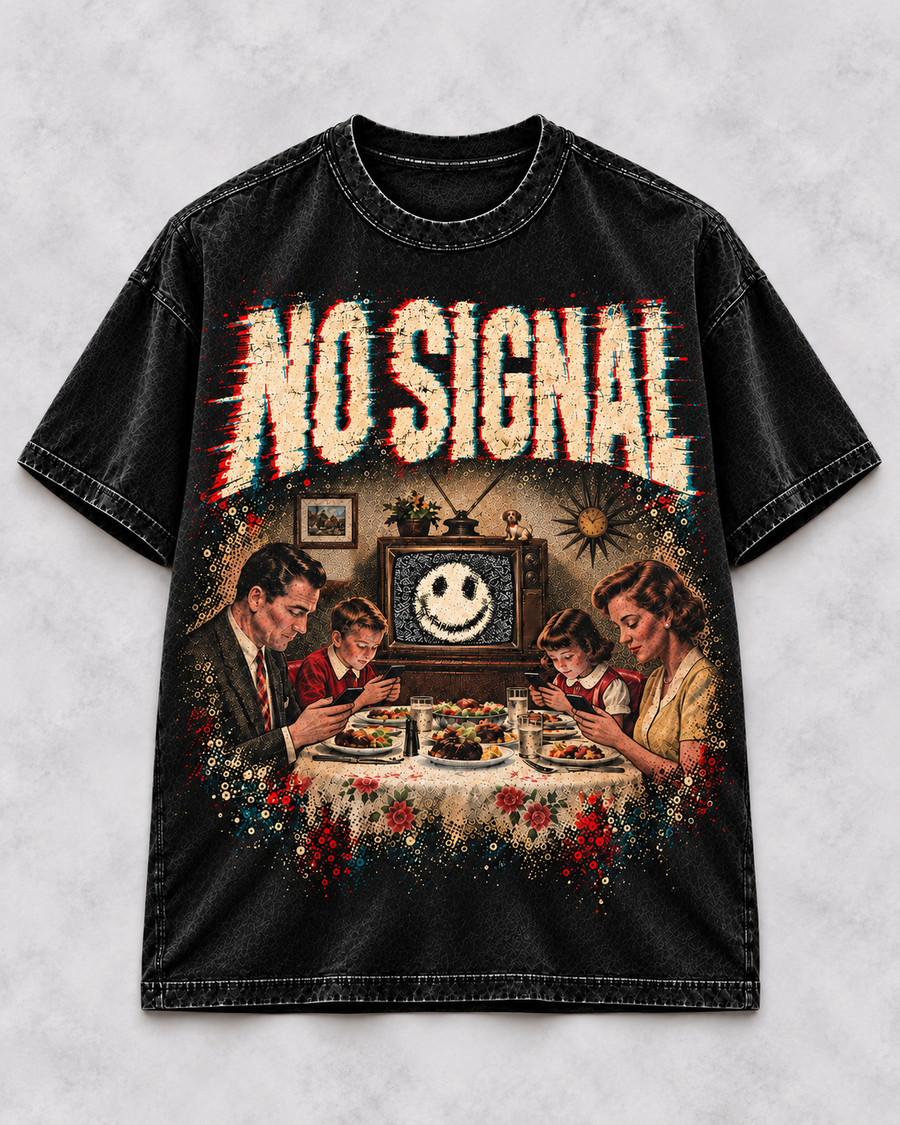 Playera "No Signal" // Washed Black