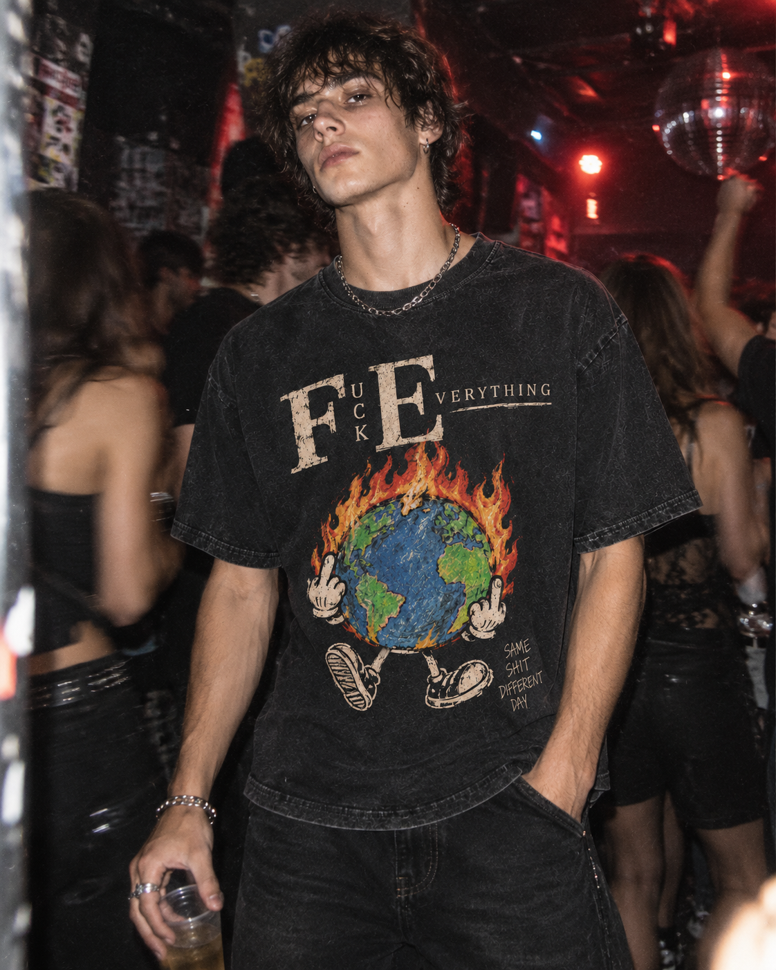 Playera "Fuck Everything" // Washed Black