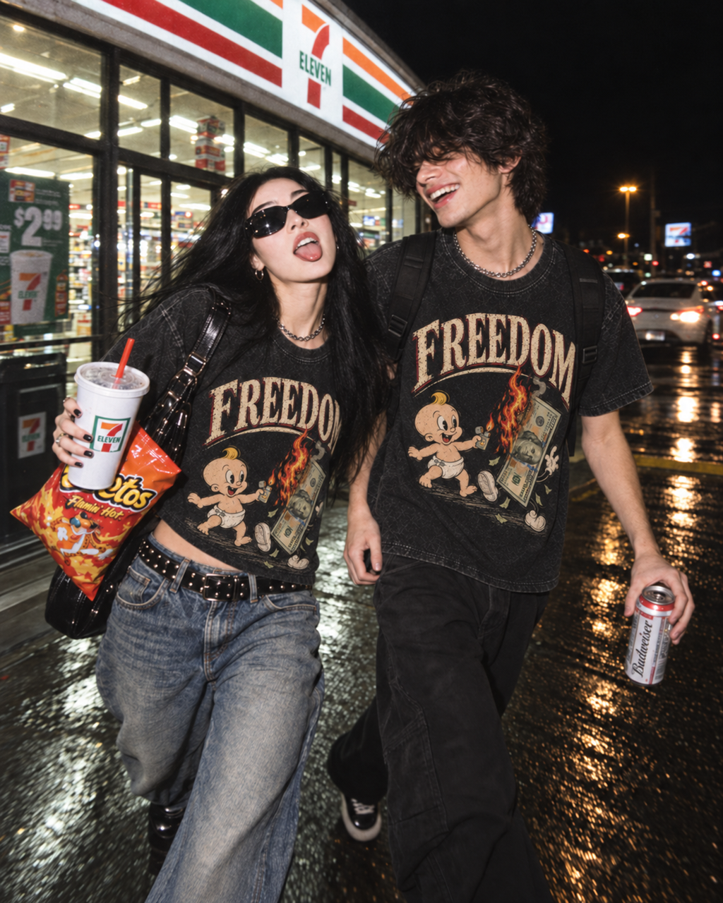 Playera "Freedom" // Washed Black