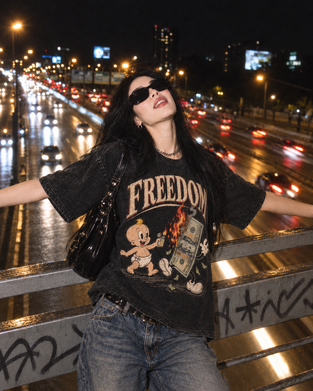 Playera "Freedom" // Washed Black