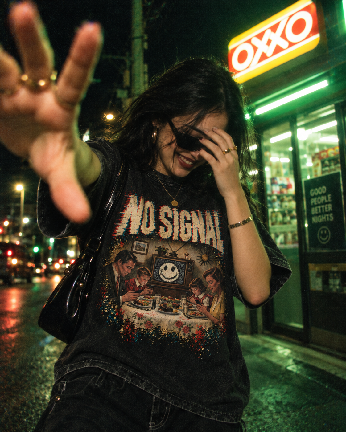 Playera "No Signal" // Washed Black