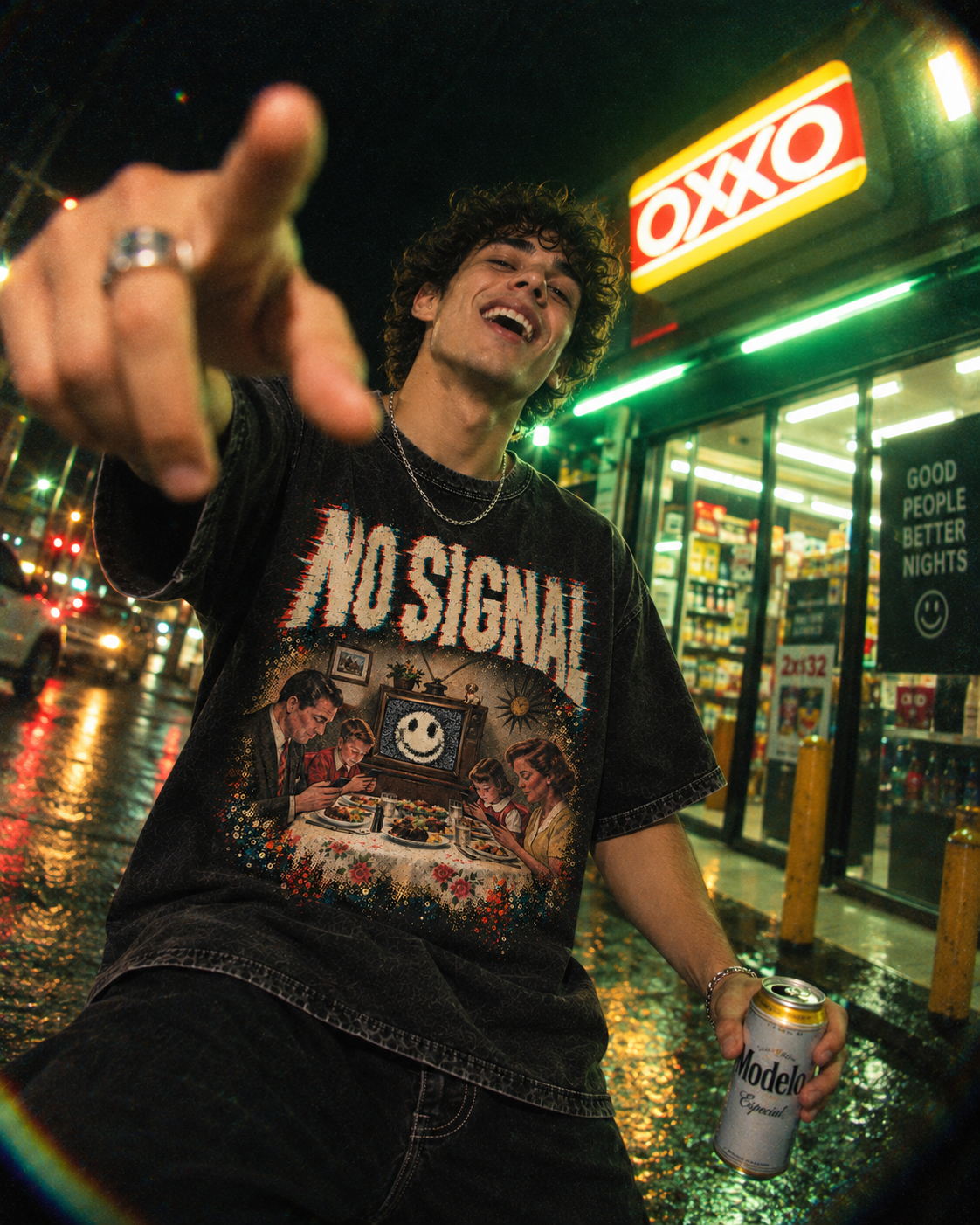 Playera "No Signal" // Washed Black