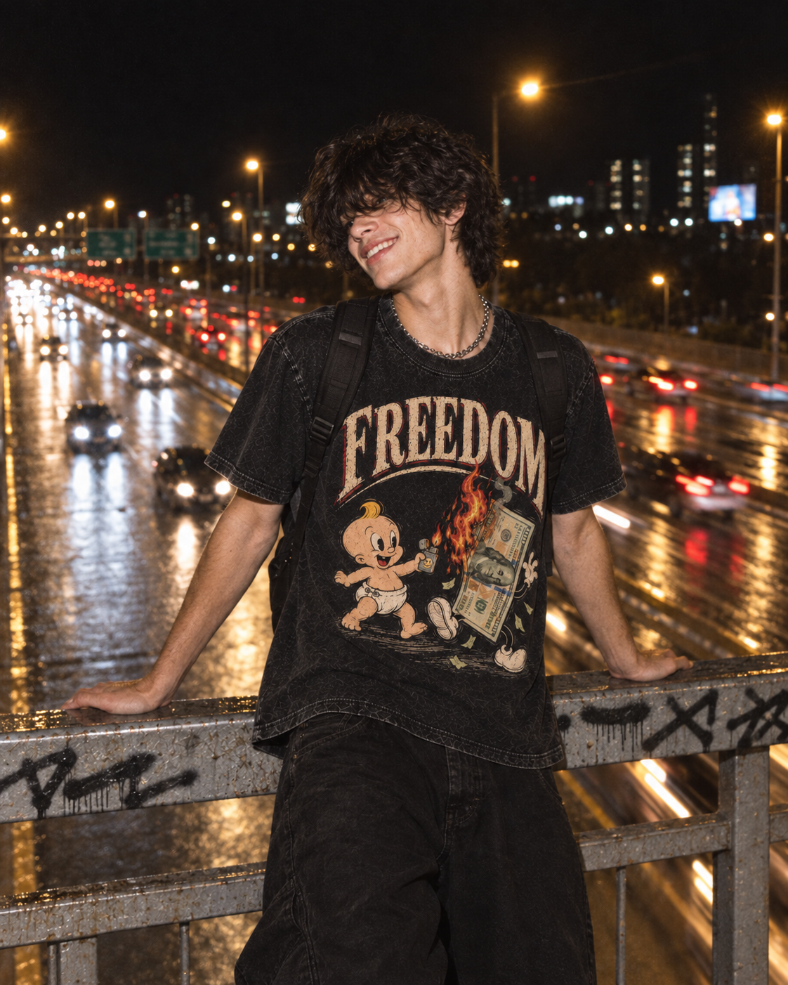 Playera "Freedom" // Washed Black