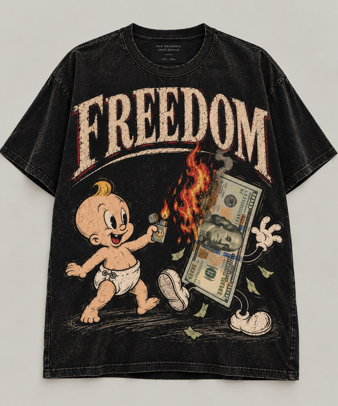 Playera "Freedom" // Washed Black